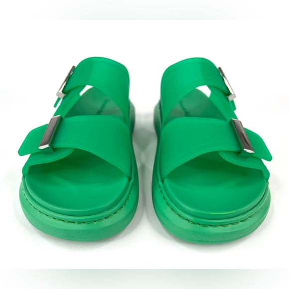 ALEXANDER MCQUEEN unisex Double Band Rubber Green Slides Sandals EU 39 US 9 - Picture 5 of 12